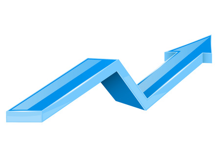 Blue arrow. Up growing financial 3d shiny iconのイラスト素材