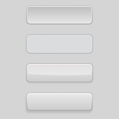 Gray plastic buttons. 3d rectangle sign- normal, active, pushedのイラスト素材