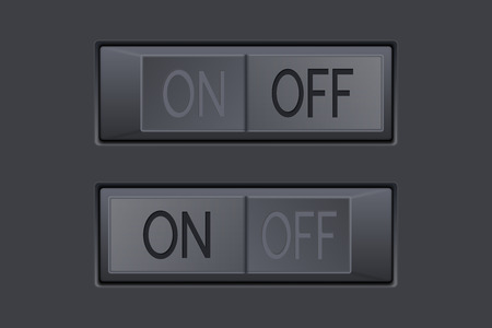On and Off toggle switch buttons. Black 3d iconsのイラスト素材