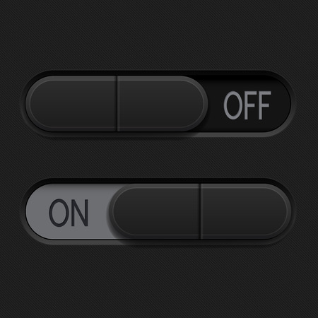 On and Off slider switch buttons. Black 3d oval iconsのイラスト素材