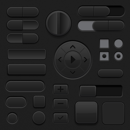 Black interface buttons. 3d set of UI iconsのイラスト素材