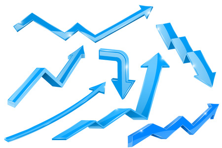 Blue arrows. 3d shiny set of iconsのイラスト素材