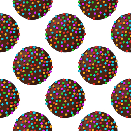 Chocolate dessert with colored sprinkles. Seamess patternのイラスト素材