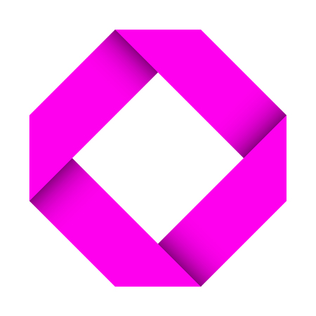 Paper logo. Pink folded 3d signのイラスト素材