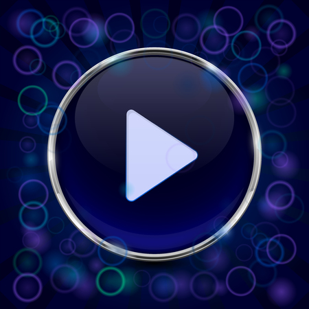 Play button. Blue 3d icon. Vector illustrationのイラスト素材
