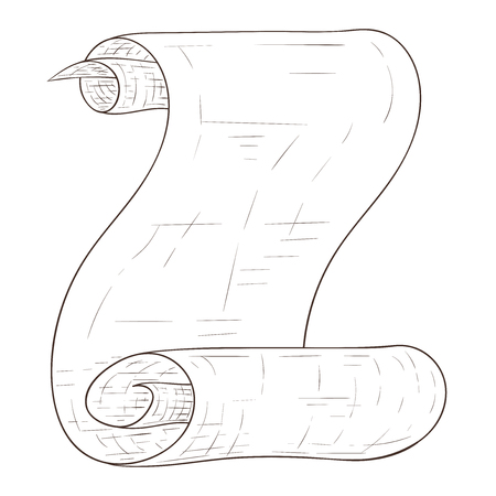 Paper scroll. Hand drawn sketch. Vector illustration isolated on white backgroundのイラスト素材