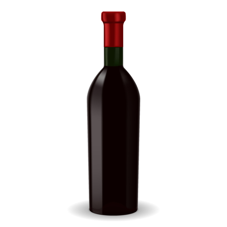 Bottle of red wine. Vector 3d illustration isolated on white backgroundのイラスト素材