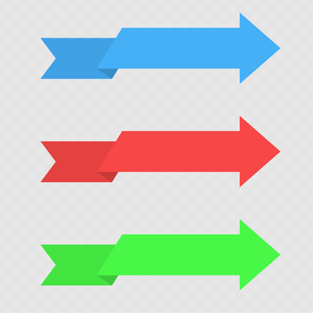 Paper arrows. Colored set . Vector illustration on gray backgroundのイラスト素材