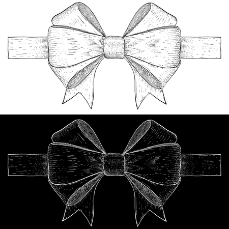 Ribbon bow. Hand drawn sketch. Vector illustrationのイラスト素材