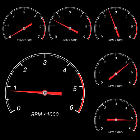 Tachometerscales on black background. Vector illustration on blackのイラスト素材