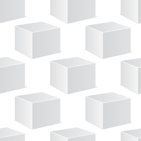 White cube mockup. 3d template. Seamless pattern. Vector illustrationのイラスト素材