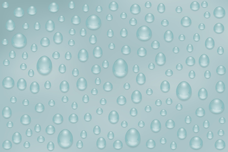 Rain water drops on gray background. Nasty weather. Vector 3d illustrationのイラスト素材