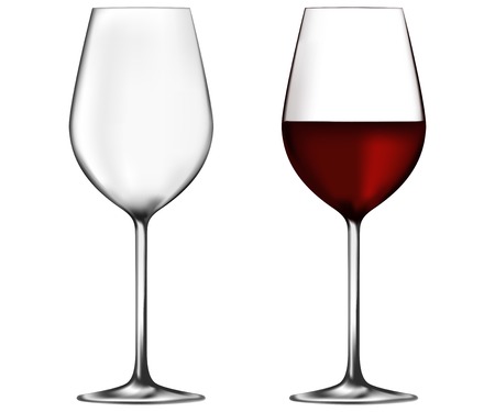 Wine glass with red wine. Vector 3d illustration isolated on white backgroundのイラスト素材