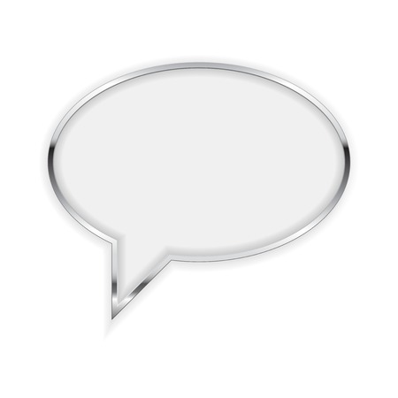 Speech bubble. Metal 3d icon. Vector illustration isolated on white backgroundのイラスト素材