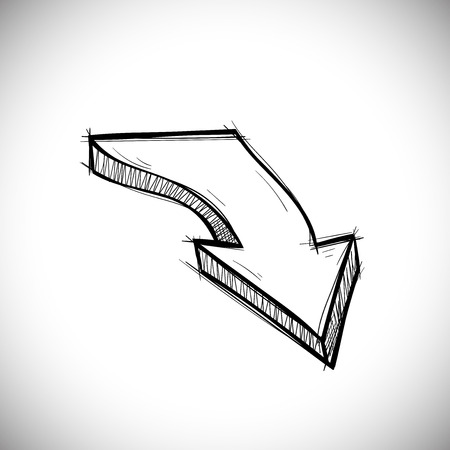 Arrow doodle. Down signのイラスト素材