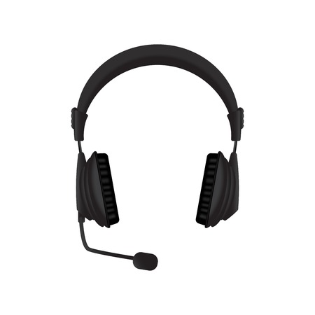 Black headphones with microphoneのイラスト素材