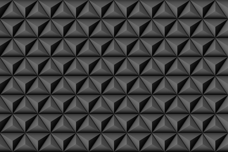 3d geometric pattern with pyramids. Abstract black seamless background. Vector illustration