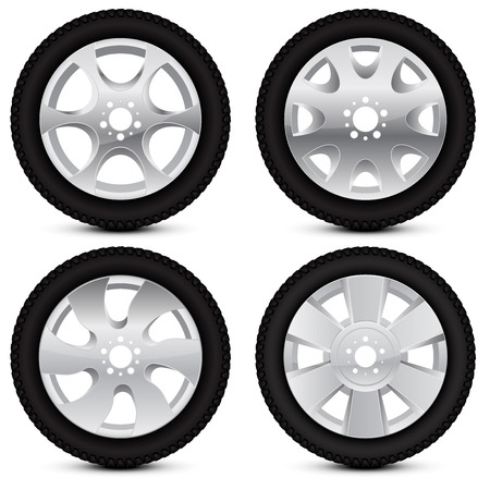 Alloy wheel with tyre. Collectionのイラスト素材