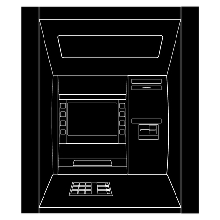 ATM. Black outline vector illustration isolated on white backgroundのイラスト素材