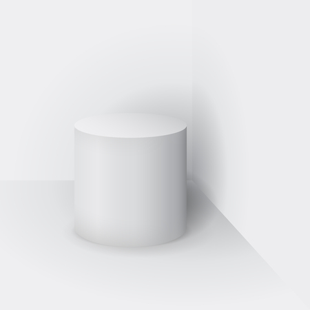 White 3d geometric shape. Cylinder in white background. Vector 3d illustrationのイラスト素材