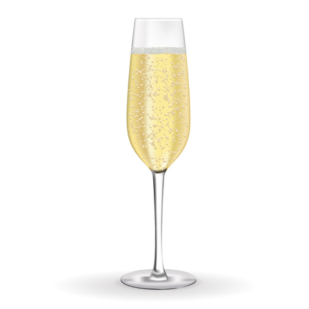 Glass of champagne. Vector 3d illustration isolated on white backgroundのイラスト素材