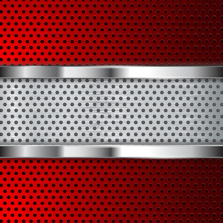 Red metal perforated background. Vector 3d illustrationのイラスト素材