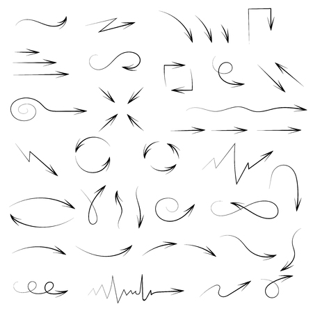 Arrows. Hand written filigree set. Vector illustration isolated on white backgroundのイラスト素材