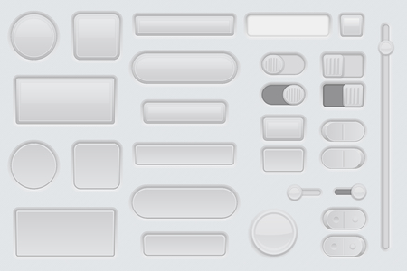 White web interface buttons set. 3d icons. Vector illustrationのイラスト素材