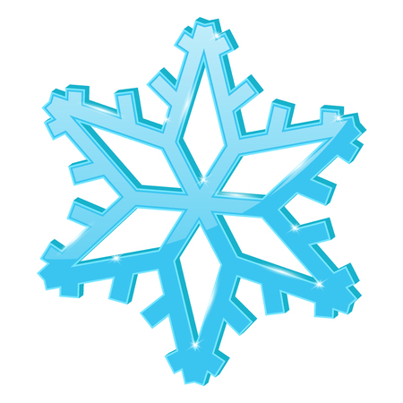 Blue snowflake. 3d symbol. Vector illustration isolated on white backgroundのイラスト素材