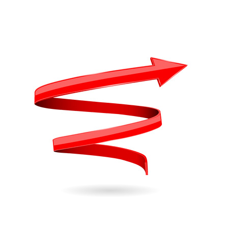 Red 3d arrow. Spiral web icon. Vector illustration isolated on white backgroundのイラスト素材
