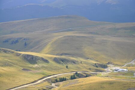 Ski track in summer mountains