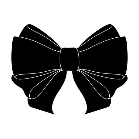 Black bow. Flat icon. Vector illustration isolated on white backgroundのイラスト素材