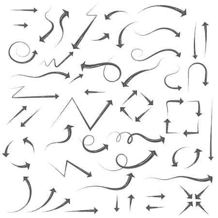 Arrows. Hand written filigree set. Vector illustration isolated on white backgroundのイラスト素材