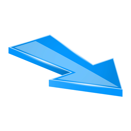 Arrow. Blue moving down 3d icon. Vector illustration isolated on white backgroundのイラスト素材