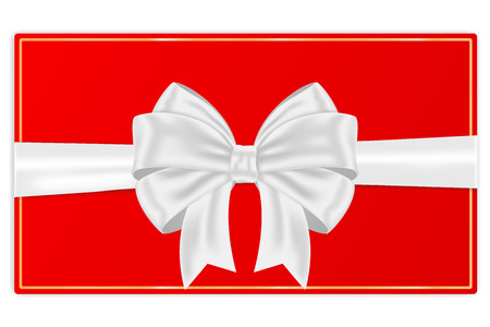 Red envelope with white silk ribbon bow. Vector 3d illustrationのイラスト素材