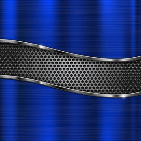 Blue brushed metal texture. Scratched metallic surface with perforation. Vector 3d illustrationのイラスト素材