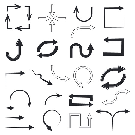 Black arrows. Set of flat icons. Vector illustration isolated on white backgoundのイラスト素材