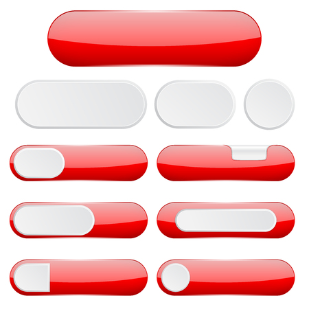 Red interface buttons. Web icons. Vector illustration isolated on white backgroundのイラスト素材