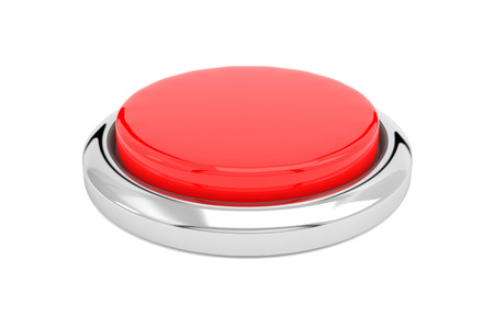 Red push button. Alert element. 3d render illustration