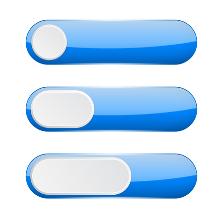 Blue menu buttons. Web 3d icons. Vector illustration isolated on white backgroundのイラスト素材