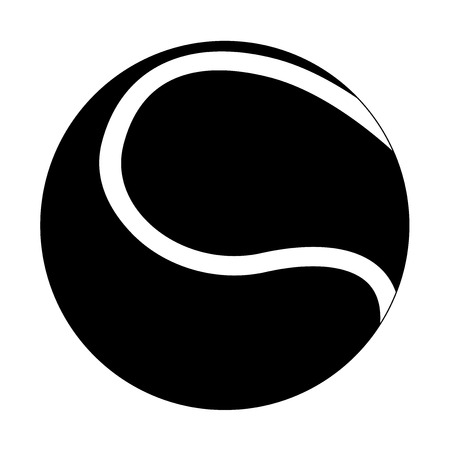 Tennis ball. Black flat icon. Vector illustration isolated on white backgroundのイラスト素材