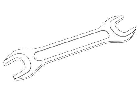 Wrench. Outline drawing. Vector illustration isolated on white backgroundのイラスト素材