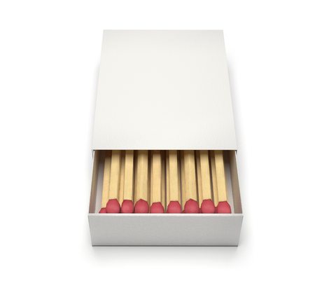 Box of matches. Blank package. 3d rendering illustration isolated on white backgroundの写真素材