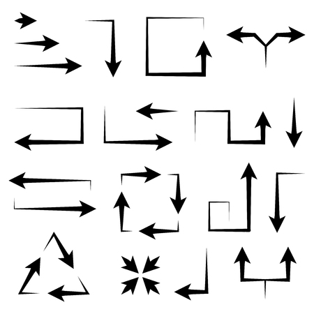 Arrows. Black straight signs. Vector illustration isolated on white backgroundのイラスト素材