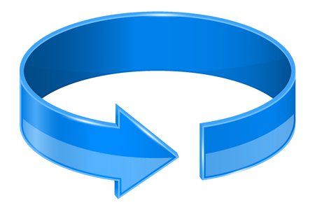Circular blue arrow. Vector 3d illustration isolated on white backgroundのイラスト素材