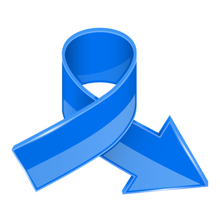 Blue tied arrow. Vector 3d illustration isolated on white backgroundのイラスト素材