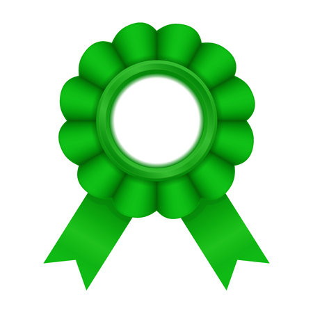 Green award badge. Vector 3d illustration isolated on white backgroundのイラスト素材