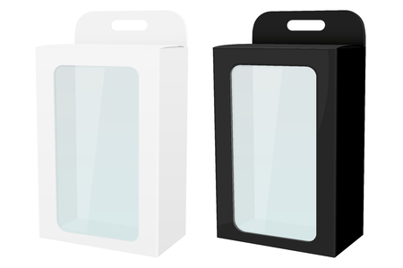 Packaging mock up. White and black display box with transparent windowのイラスト素材