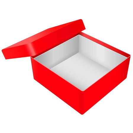 Red open gift box. Realistic carton mock upのイラスト素材