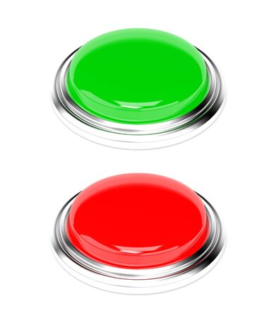 Green and red buttons. 3d rendering illustration isolated on white backgroundの写真素材